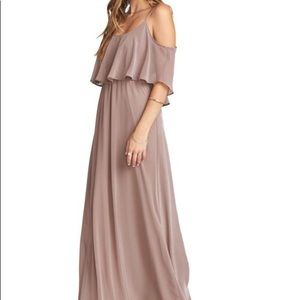 Caitlin Ruffle Maxi Chiffon Dress-Dune